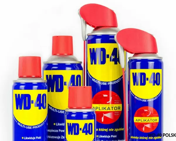 Zestaw puszek WD-40, idealny do usuwania kleju po taśmie z drewna. Wielofunkcyjny produkt w sprayu.